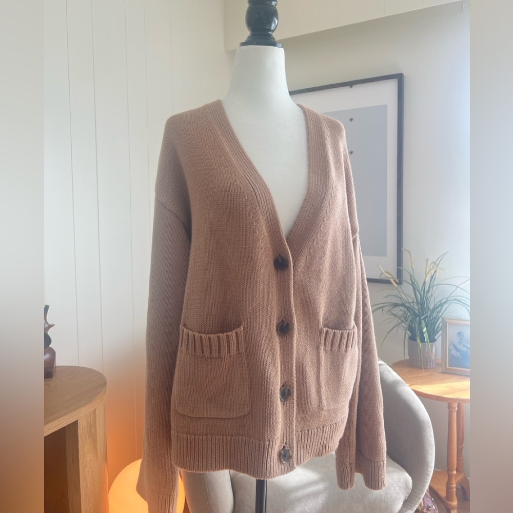 GAP Camel Cotton Button Cardigan